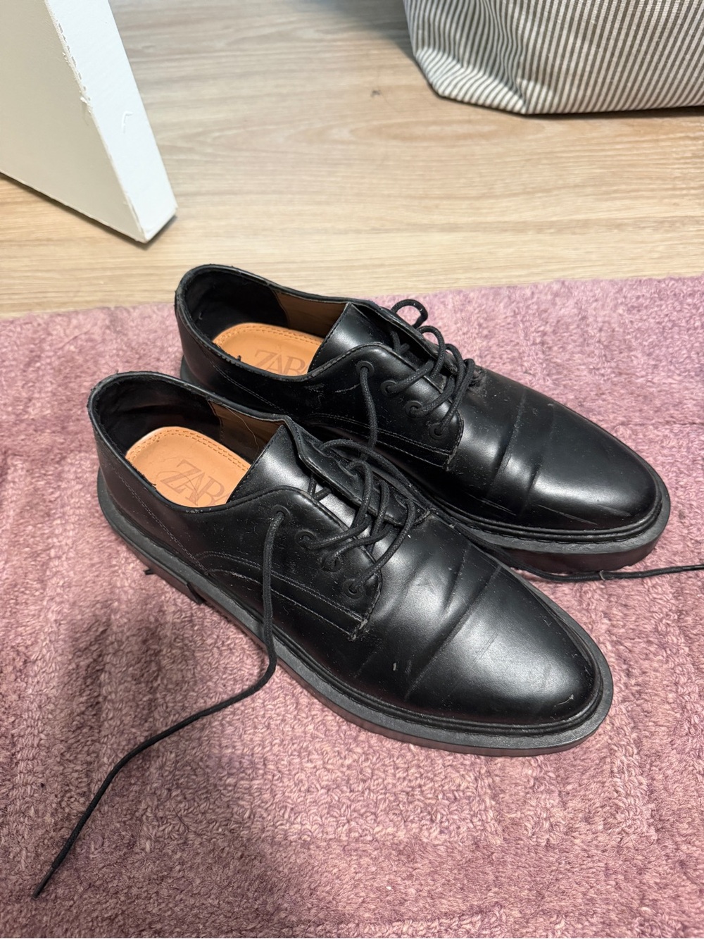 Black Leather Shoes - Zara